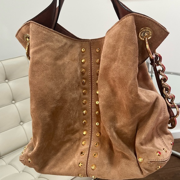 Michael Kors Large Suede Bag with Gold Studs - Picture 2 of 3